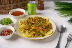 مربين البحر – روبيان متبل وأرز شرقي | مطعم الحاكورة