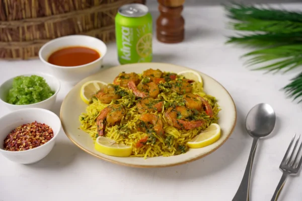 مربين البحر – روبيان متبل وأرز شرقي | مطعم الحاكورة